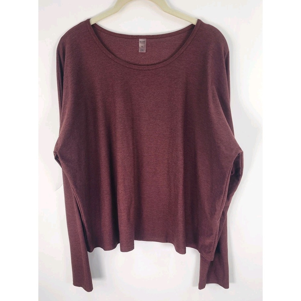 Beyond Yoga Featherweight Morninglight Pullover Top XL Sienna Brown Heather Crop